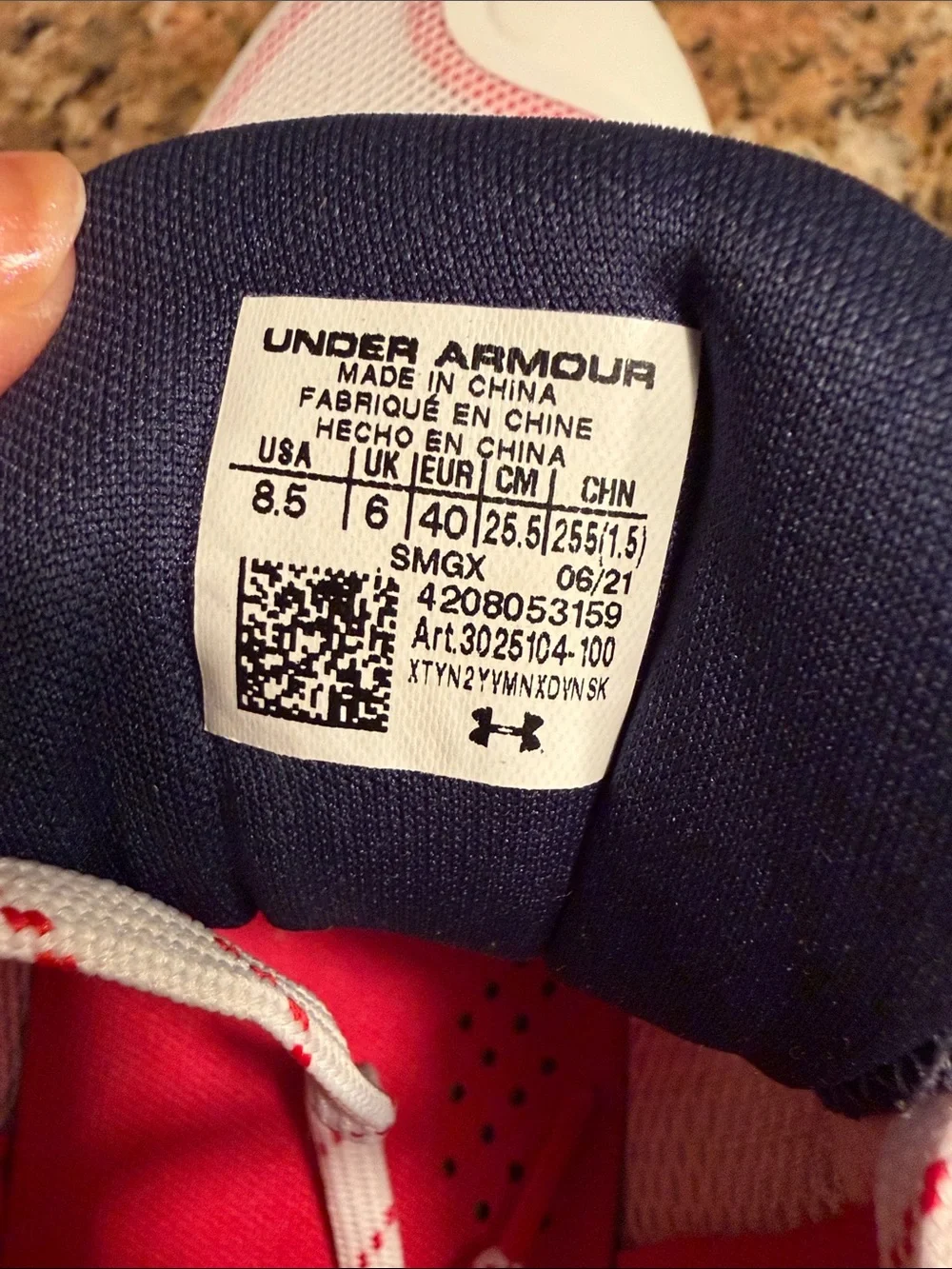 Under Armour White Navy Red  Athletic Cleats